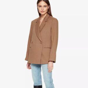 Anine Bing Pure Wool Notched Collar Double Button Blazer/ Coat